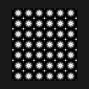 black and white flower pattern T-Shirt