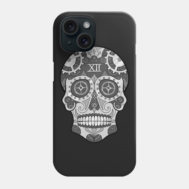 Clockwork Sugar Skull (Gray) Phone Case by AshTulio