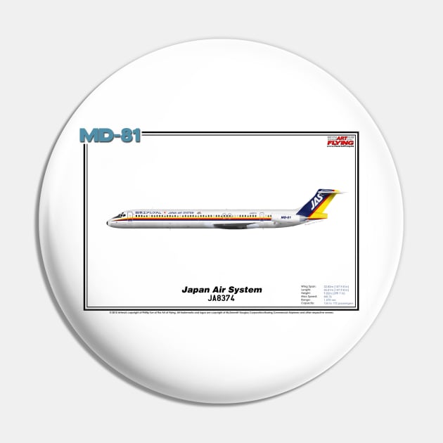 McDonnell Douglas MD-81 - Japan Air System (Art Print) Pin by TheArtofFlying