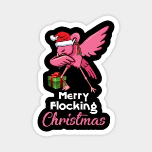 Funny Flamingo Dabbing Merry Flocking Christmas Gift Magnet