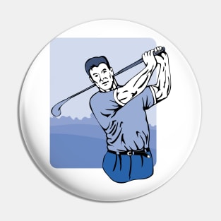 Golfer Teeing Off Retro Pin