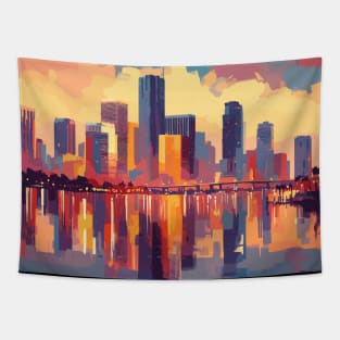 Miami Florida Impressionism Painting Tapestry