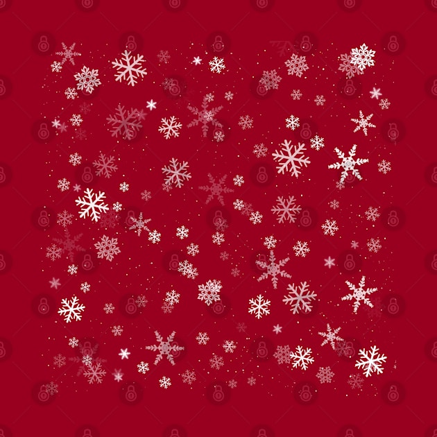 Red and White Snowflake Winter Pattern Design by OneL Design