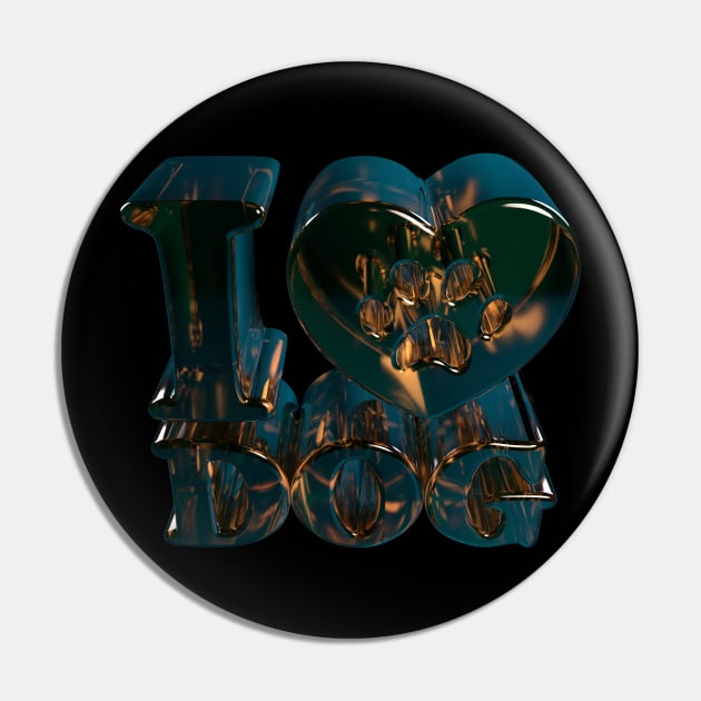 3D I Love Dog - Abstract-Glass Pin by 3DMe