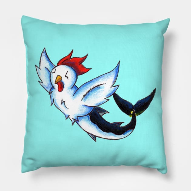 Chickenfish Pillow by KristenOKeefeArt