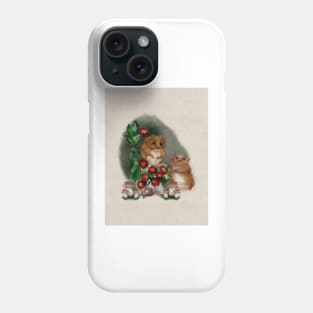 Adorable Baby Woodland Mice Play on the Forest Floor With Mushrooms, Snails, and Red Barries in this Cottagecore Watercolor Phone Case
