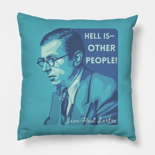 Jean-Paul Sartre Portrait and Quote Pillow