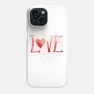 Watercolor LOVE Sketchy Doodle Phone Case