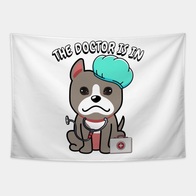 Cute grey dog is a doctor Tapestry by Pet Station