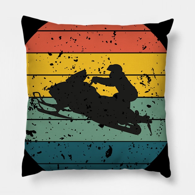 Snowmobile Vintage Design Pillow by NAKLANT