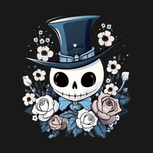 Cute Ghost with zylinder loves Nature and roses T-Shirt