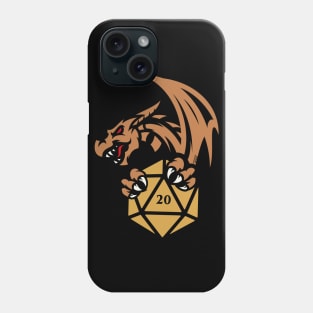 Bronze Dragon with D20 Dice Tabletop RPG Gaming Phone Case