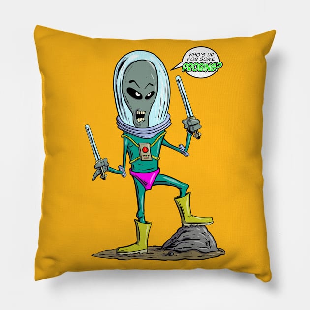 Alien Probing Pillow by Iggycrypt