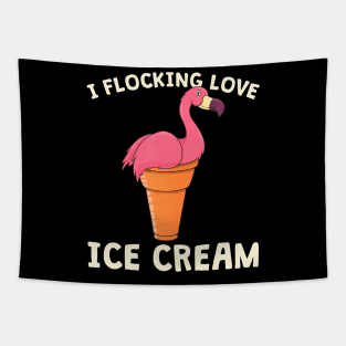 Pink Flamingo Ice Cream Cone Waffle Summer Love Tapestry