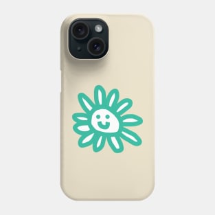 Cyan Daisy Flower Smiley Face Graphic Phone Case