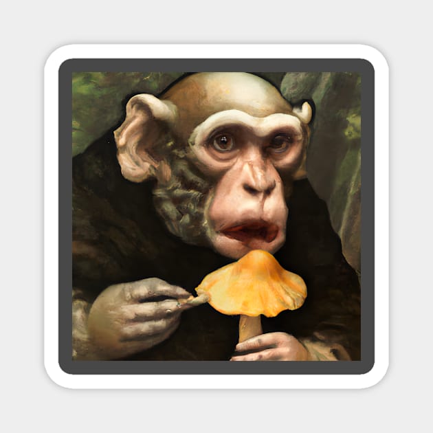 Monkey eating Mushrooms Magnet by CTKult