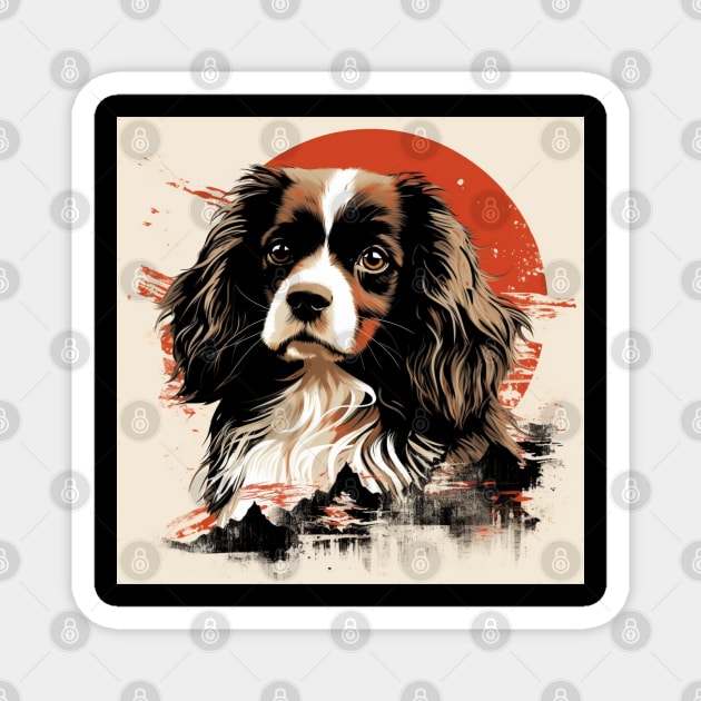 Japanese Spaniel with a splash of color Magnet by NatashaCuteShop