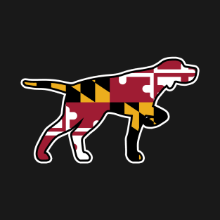 Pointer Dog Silhouette with Maryland Flag T-Shirt