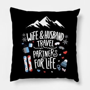 Wife & Husband Travel Partners For Life Honeymoon Snowboard Pillow