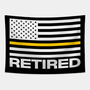 Retired Thin Gold Line Flag for Police Dispatchers and Sheriff 911 Operators Tapestry