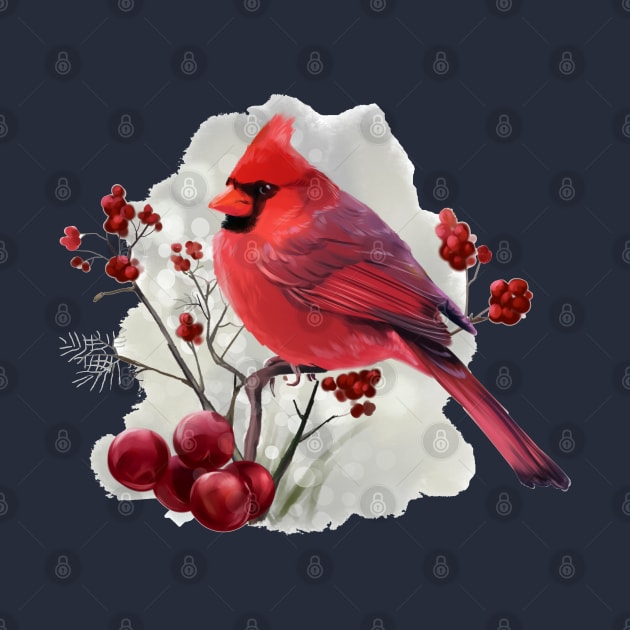 Bird Cardinal sitting on a branch by stark.shop