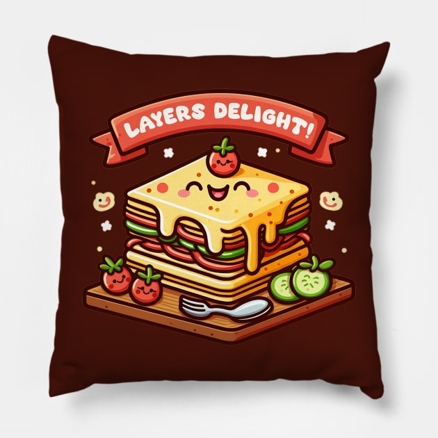 lasagna layers delight Pillow by AOAOCreation