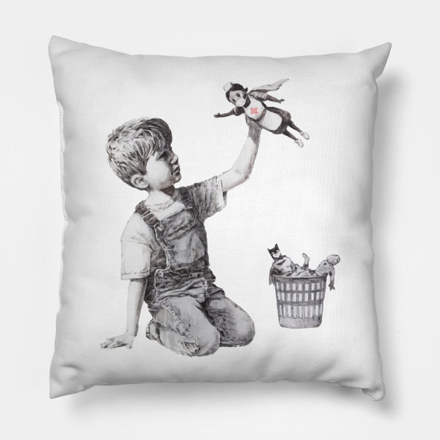 Banksy Superhero Nurse Nhs Banksy Pillow Teepublic