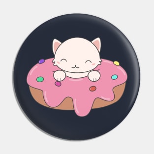 Kawaii Cat in a donut t-shirt Pin