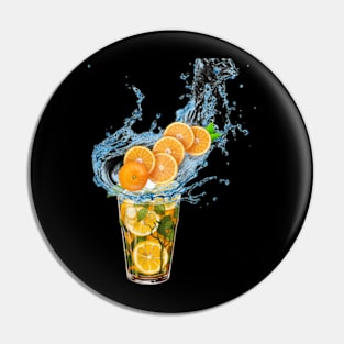 orange blended drink with mint leaves Pin