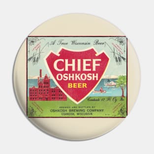 Chief Oshkosh Beer Retro Defunct Wisconsin Breweriana Pin