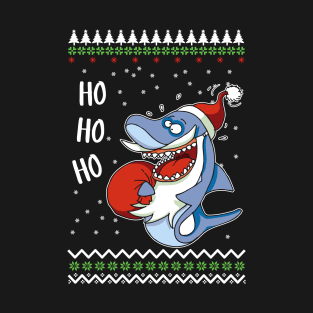 Funny Santa Shark Ho Ho Ho T-Shirt Christmas Present T-Shirt