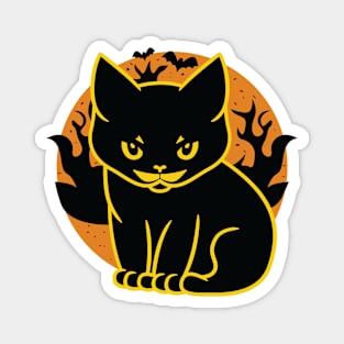 Spooky Halloween Black Cat Magnet