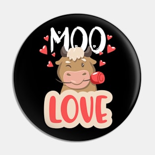 Moo Love Romantic Valentines Day Cow Funny My Love Heart Pin