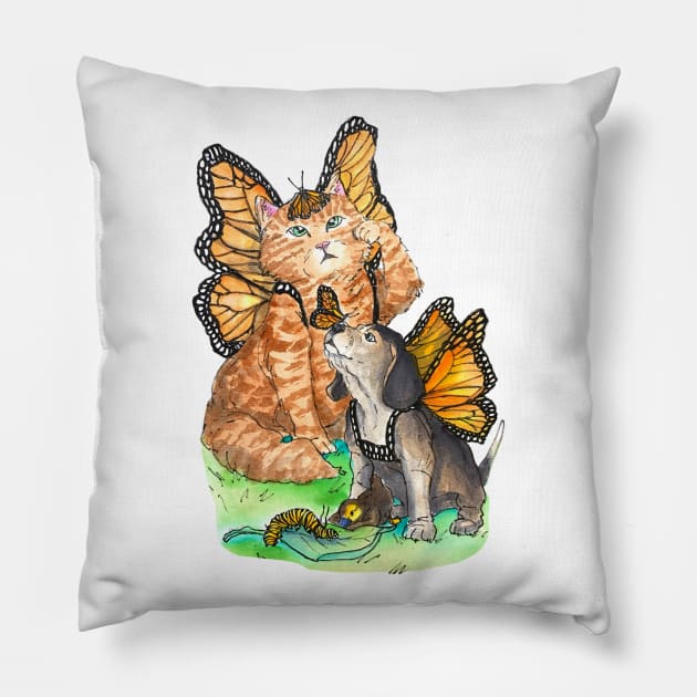 Monarch Kitty and Buddy Pillow by sketchcadet