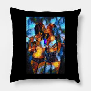 LOVE, lesbian couple kissing Pillow