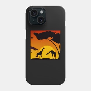 Giraffes in African Savanna Landscape Phone Case