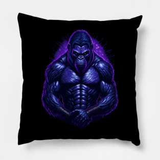 Gorilla Warrior - Night Electric Colors - Gorilla Strong Pillow