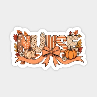 Autumn Nurse Pumpkin Bow Design Magnet