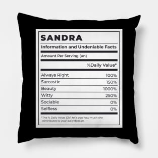 Funny Food Label Female Ingredients SANDRA Pillow