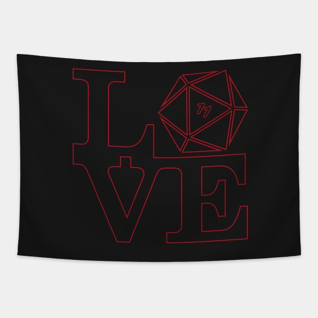 LOVE Eleven 11 - D20 Stranger Things Neon Typography Tapestry by RetroReview