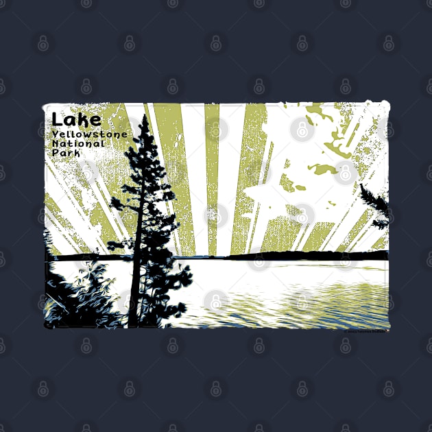 Retro Lake Yellowstone in yellow and green by Smyrna Buffalo