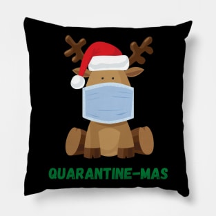 Quarantine-Mas Reindeer Christmas in Quarantine Reindeer Wearing a Mask During Quarantine Social Distancing Pillow