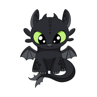 Baby Toothless fanart, How to train your dragon, night light fury T-Shirt