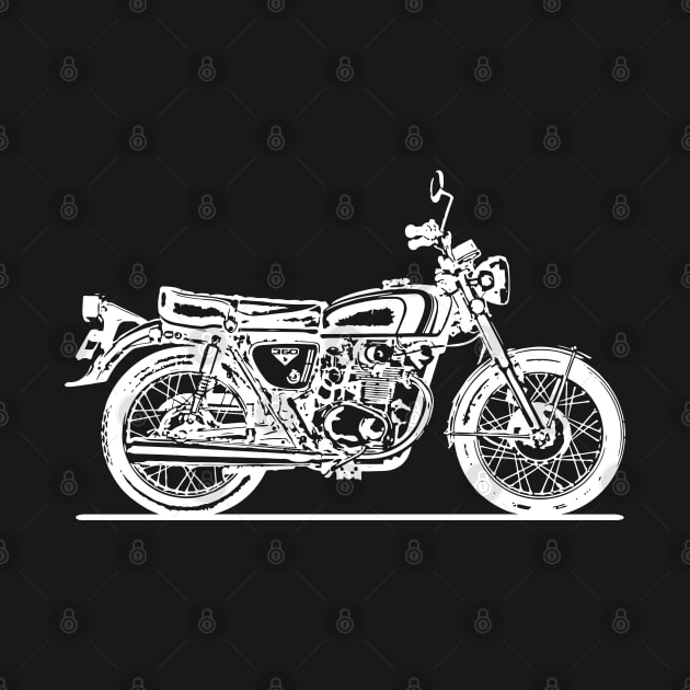 CB350 Super Sport White Sketch Art by DemangDesign