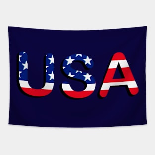 Patriotic American Flag Typography for Men, Women & Kids" Tapestry