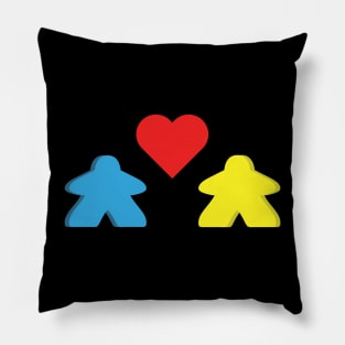 Yellow And Blue Meeple Couple Board Game Valentine's Day Pillow