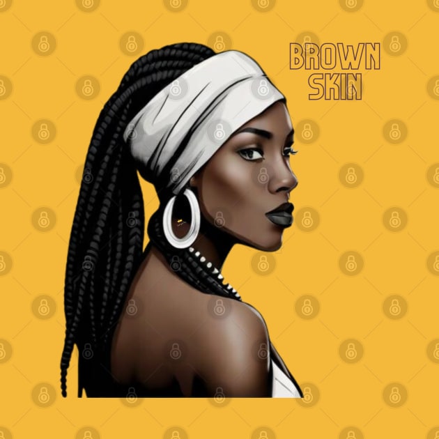 Brown Skin White Head Wrap Beauty by Brown Skin Garms By Urmajes-Tees 