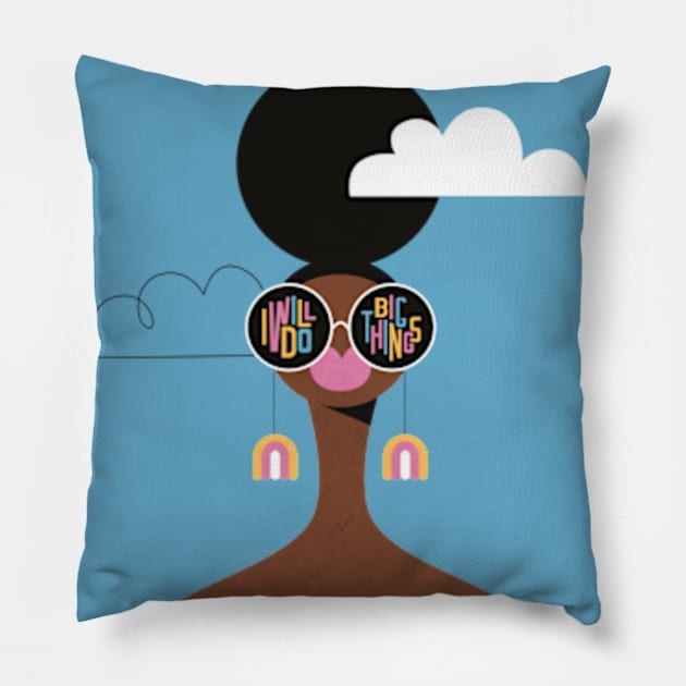 Sassy girl with rainbow earrings Pillow by damppstudio