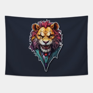 Evil Grin Lion Tapestry