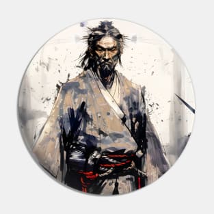 Japanese Ronin Samurai: I Play Alone on a Dark Background Pin